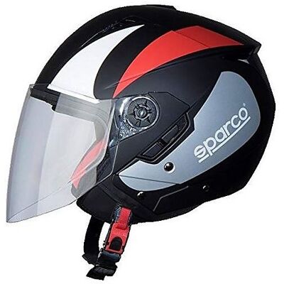 Casco Moto Demi-Jet Doppia Visiera BHR Sparco SP503 Nero Ros taglia XL Casco Moto Demi-Jet Doppia Visiera BHR Sparco SP503 Nero Ros taglia XL