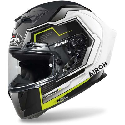 Casco Moto Integrale in Fibra Airoh GP550 S Rush Bianco Gial taglia XL Casco Moto Integrale in Fibra Airoh GP550 S Rush Bianco Gial taglia XL