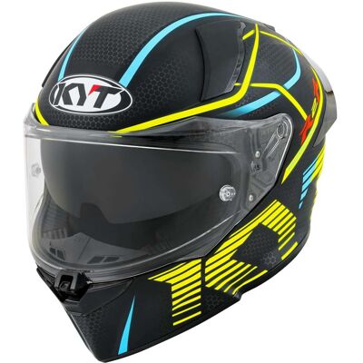 Casco Moto Integrale KYT R2R CONCEPT Opaco Nero Giallo taglia XL Casco Moto Integrale KYT R2R CONCEPT Opaco Nero Giallo taglia XL