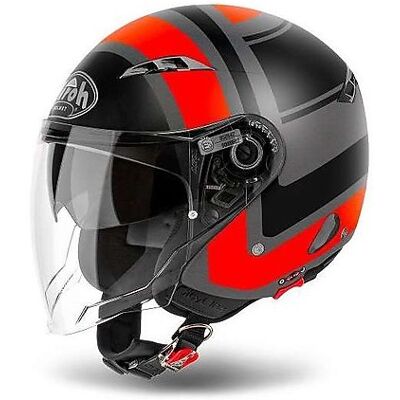 Casco Moto Jet Airoh City One Wrap Nero Arancio Opaco taglia S Casco Moto Jet Airoh City One Wrap Nero Arancio Opaco taglia S