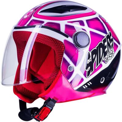 Casco Moto Jet Bambino One Junior Spiderman Rosa taglia M Casco Moto Jet Bambino One Junior Spiderman Rosa taglia M