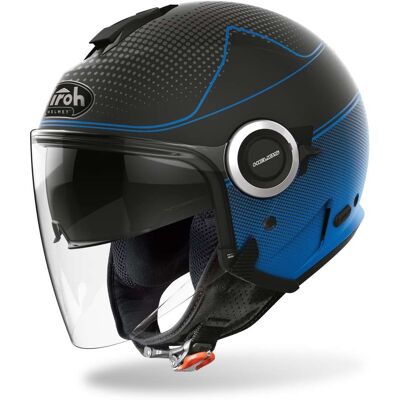 Casco Moto Jet Doppia Visiera Airoh HELIOS Map Blu Opaco taglia XS Casco Moto Jet Doppia Visiera Airoh HELIOS Map Blu Opaco taglia XS