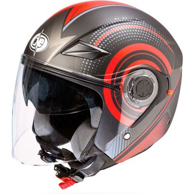 Casco Moto Jet Doppia Visiera One Alfa Multi Nero Rosso taglia XS Casco Moto Jet Doppia Visiera One Alfa Multi Nero Rosso taglia XS