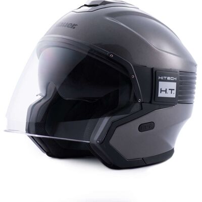 Casco Jet Hacker Blauer - Fibra di vetro, Nero Grigio, XS Casco Jet Hacker Blauer - Fibra di vetro, Nero Grigio, XS