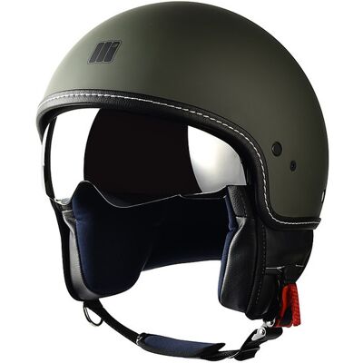 Casco moto Jet Motocubo Beetle Verde Military Opaco Con Visi taglia XS Casco moto Jet Motocubo Beetle Verde Military Opaco Con Visi taglia XS