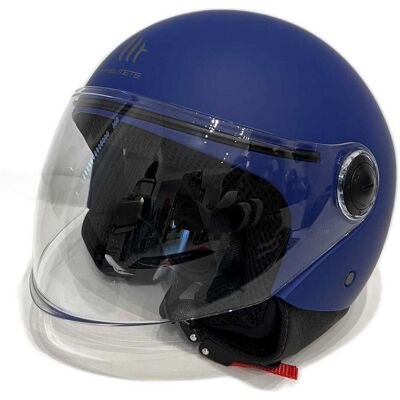 Casco Moto Jet Mt Helmets STREET S Solid A7 Blu Opaco 22.06 taglia XS Casco Moto Jet Mt Helmets STREET S Solid A7 Blu Opaco 22.06 taglia XS