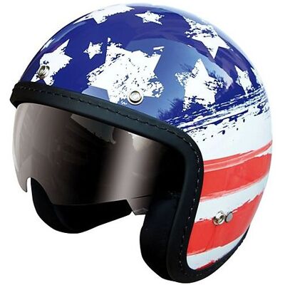 Casco Moto Jet Vintage Old One Flag USA Visierino Interno taglia XS Casco Moto Jet Vintage Old One Flag USA Visierino Interno taglia XS