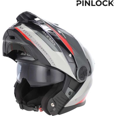 Casco Moto Modulare Acerbis Rider P/J Multi Grigio Rosso taglia XL Casco Moto Modulare Acerbis Rider P/J Multi Grigio Rosso taglia XL