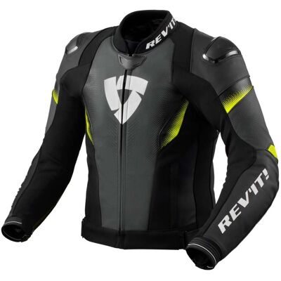 Giubbotto Moto Pelle Rev'it CONTROL Nero Giallo Neon taglia 54 Giubbotto Moto Pelle Rev'it CONTROL Nero Giallo Neon taglia 54