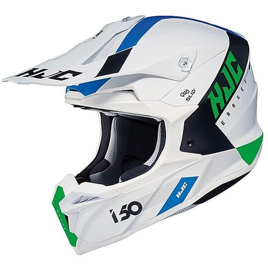 Hjc Casco cross enduro moto hjc i50 erased mc24sf bianco nero verde opaco