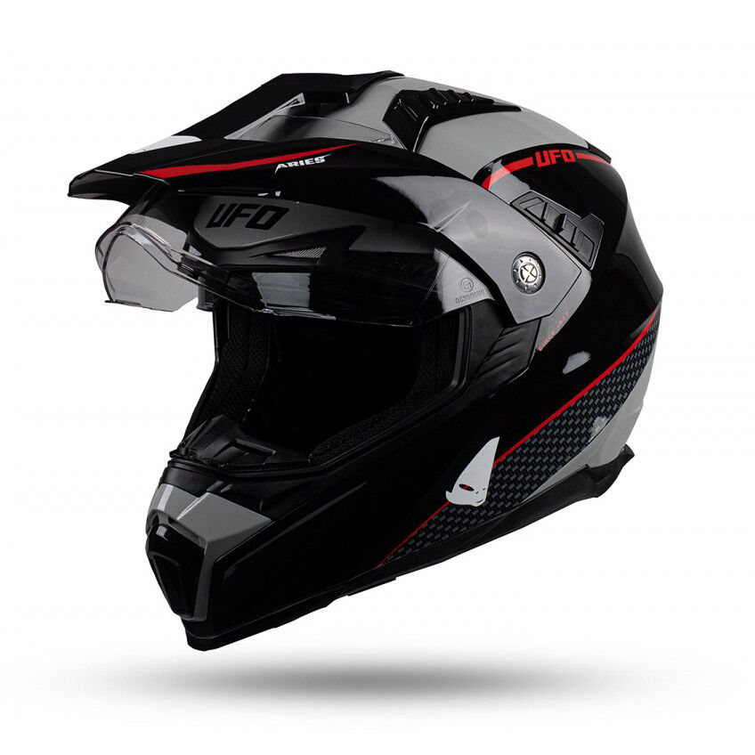 Ufo Casco moto cross enduro ufo aries con visiera nero grigio