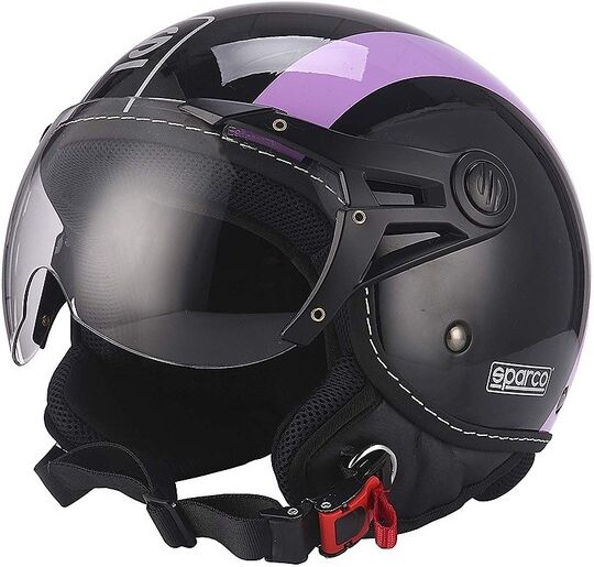 Bhr Casco Moto Demi-Jet Visiera Bombata BHR Sparco SP501 Nero Vi taglia XS