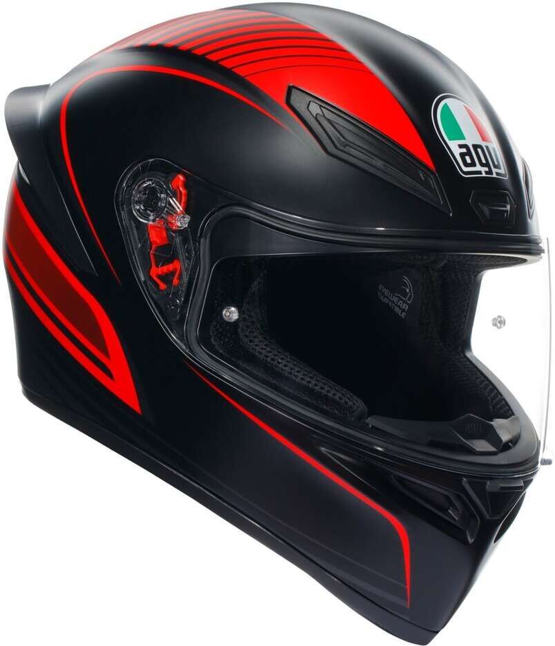 Casco Moto Integrale Agv K1 S WARMUP Opaco Nero Rosso taglia 2XL