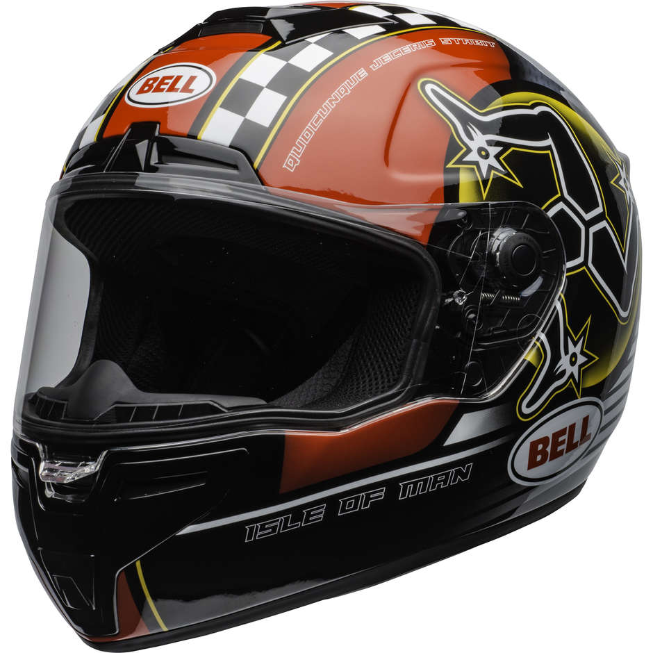 Bell Casco moto integrale bell srt isle of man nero rosso lucido