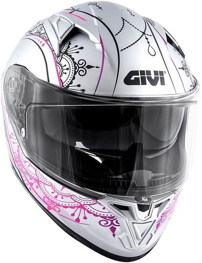 Givi Casco moto integrale donna givi 50.6 stoccarda mendhi argento opaco rosa