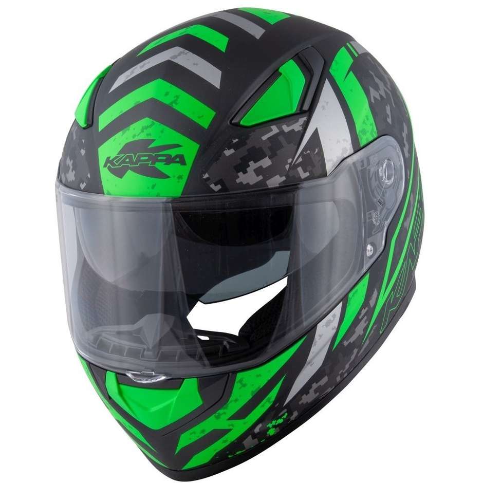 Kappa Casco moto integrale kappa kv-41 dallas pixel nero opaco verde