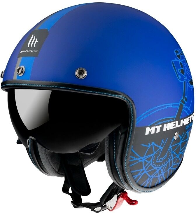 MT Helmets Casco moto jet custom mt helmets le mans 2 sv cafe' racer b7 blu opaco