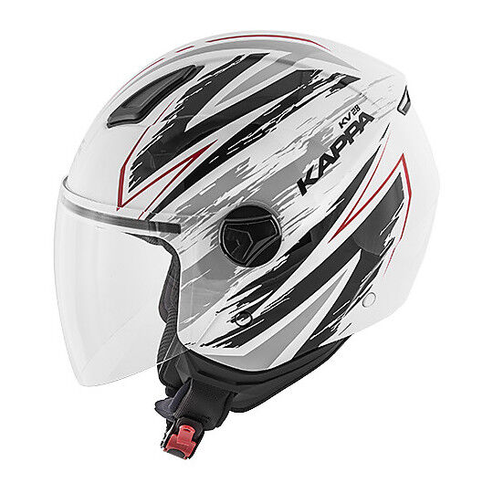 Kappa Casco moto jet kappa kv28 miami bolt bianco lucido nero