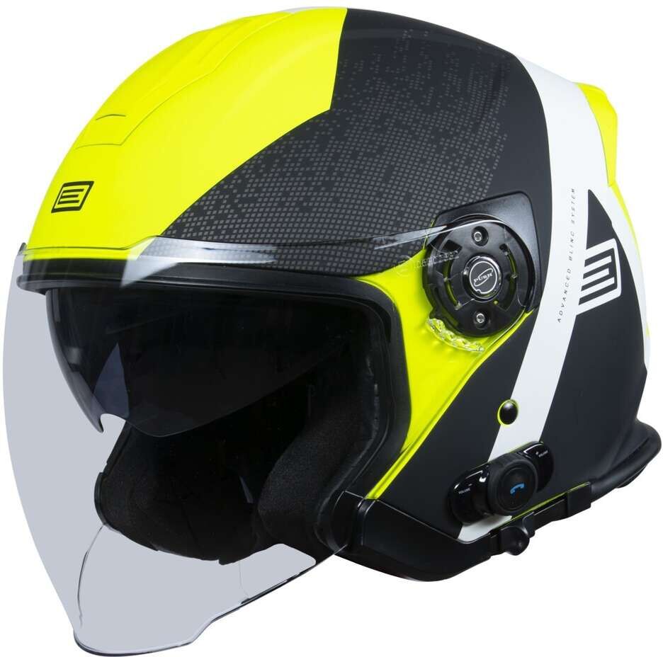 Casco Moto Jet Origine PALIO 2.0 + Bt Hyper Nero Giallo Fluo taglia M