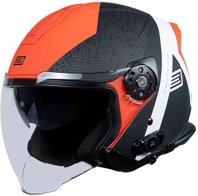 Casco Moto Jet Origine PALIO 2.0 + Bt Hyper Nero Rosso Fluo taglia M