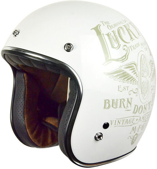 Origine Casco moto jet origine primo vintage custom flying wheel bianco