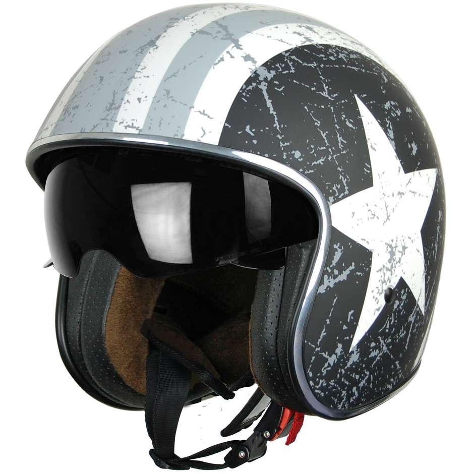 Origine Casco moto jet vintage origine sprint rebel star grey visierino interno