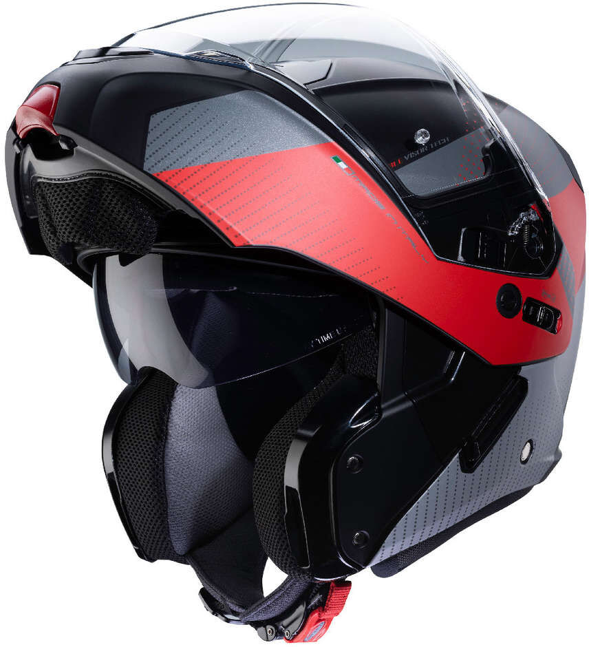 Caberg Casco moto modulare omologato p/j caberg horus scout nero opaco rosso antracite