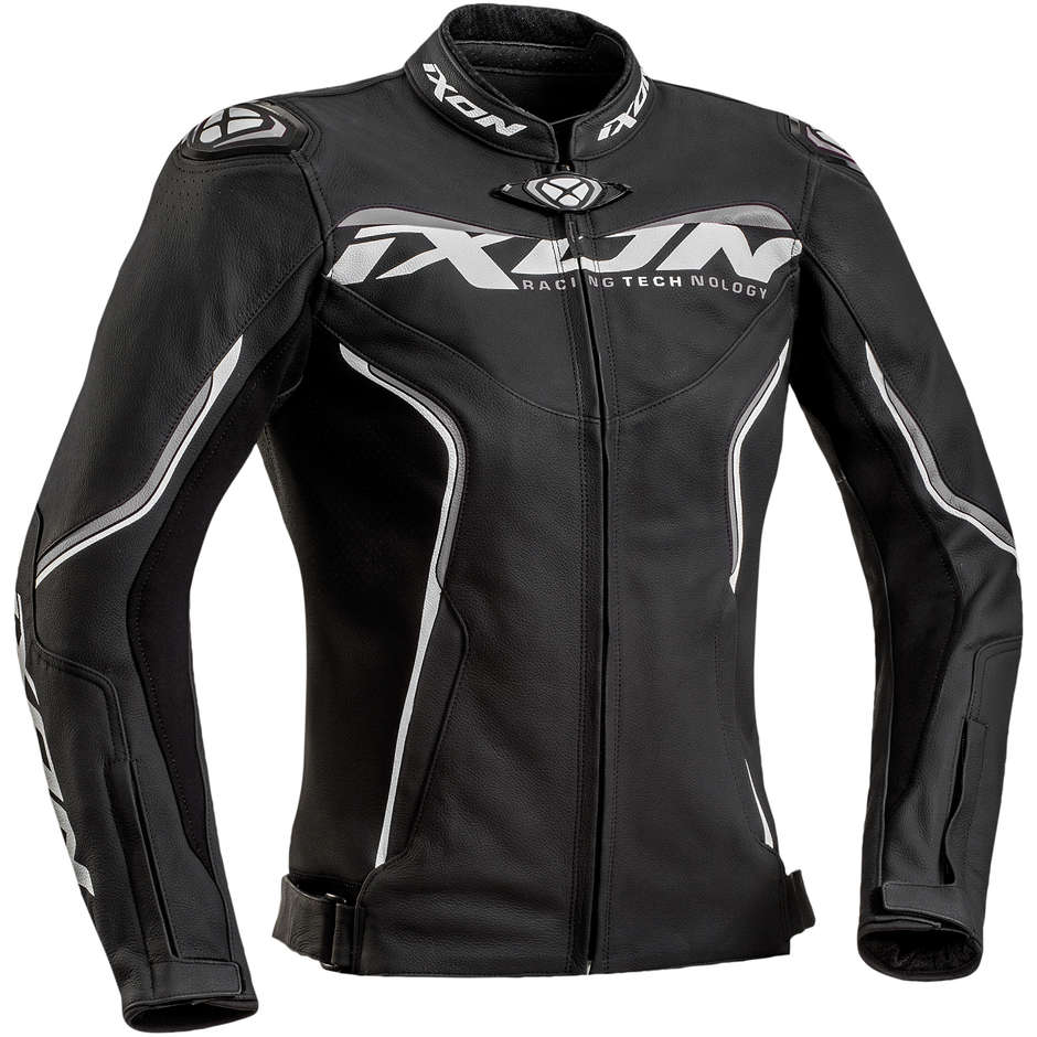 Ixon Giacca moto in pelle ixon lady modello trinity nero bianco grigio