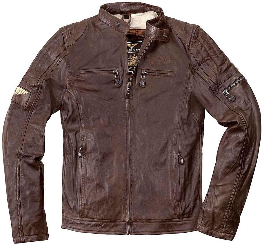 Black Cafè Giacca moto in pelle vintage black cafè london lj10676 marrone brown