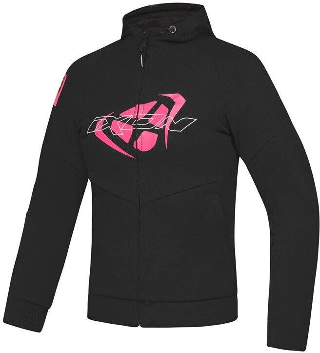 Felpa Moto Donna Casual Ixon TOUCHDOWN L Nero Rosa Vivo taglia 2XL