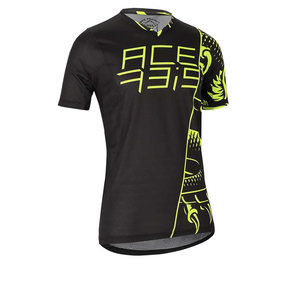 Maglia Bici Acerbis Manica Corta Mtb eBike Combat Nero Giall taglia L