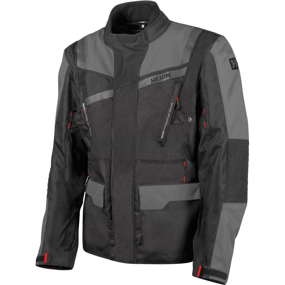 hevik giacca moto in tessuto hevik touring stelvio light nero grigio