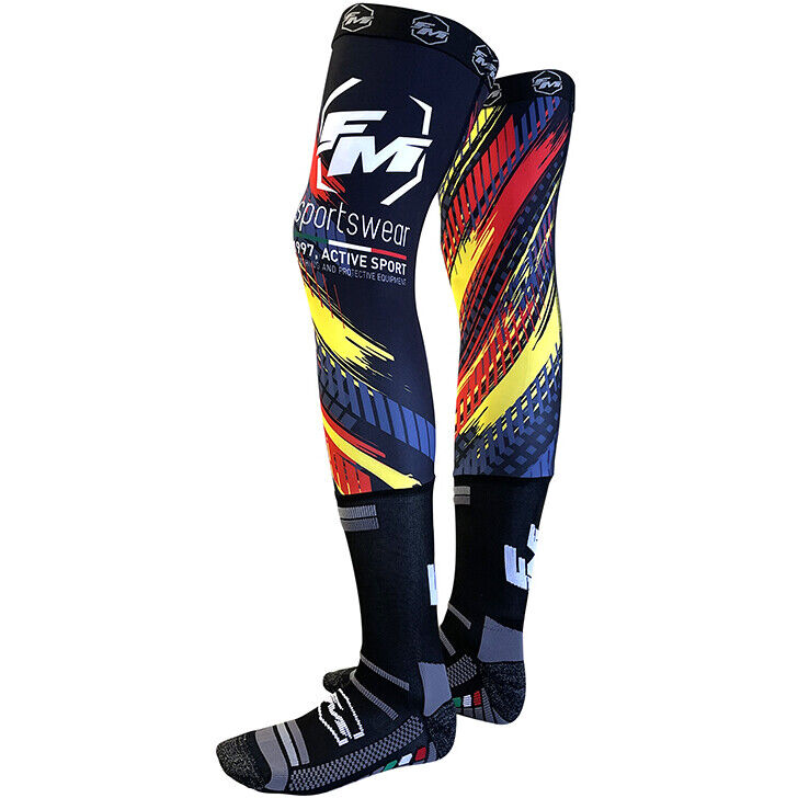 Calze Lunghe Moto Fm Racing KNEE SOCKS Hell Nero Rosso Giall taglia 40