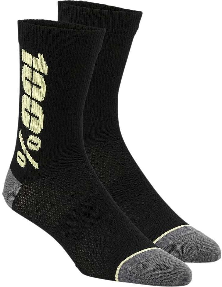 Calze Moto 100% PERFORMANCE MTB Lana Merino Nero Giallo taglia S/M