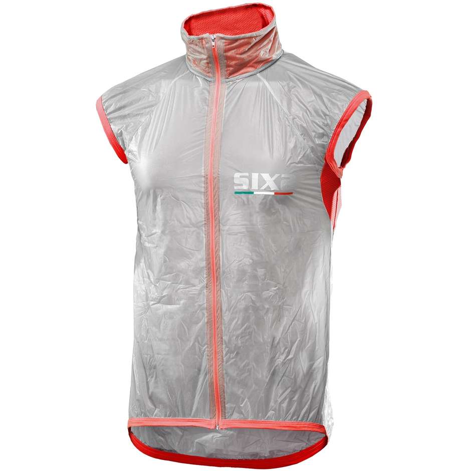 Gilet Antivento Antipioggia Sixs Compatto Ghost Rosso Traspa taglia 2X