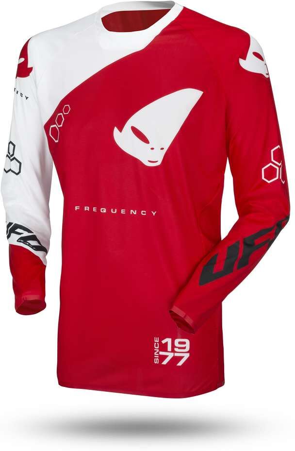 Maglia Moto Cross Enduro Ufo Slim Frequency Rosso Fluo Bianc taglia XL