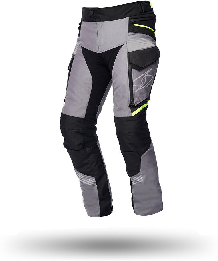 Spyke Pantaloni moto in tessuto spyke equator dry tecno pants grigio nero giallo fluo