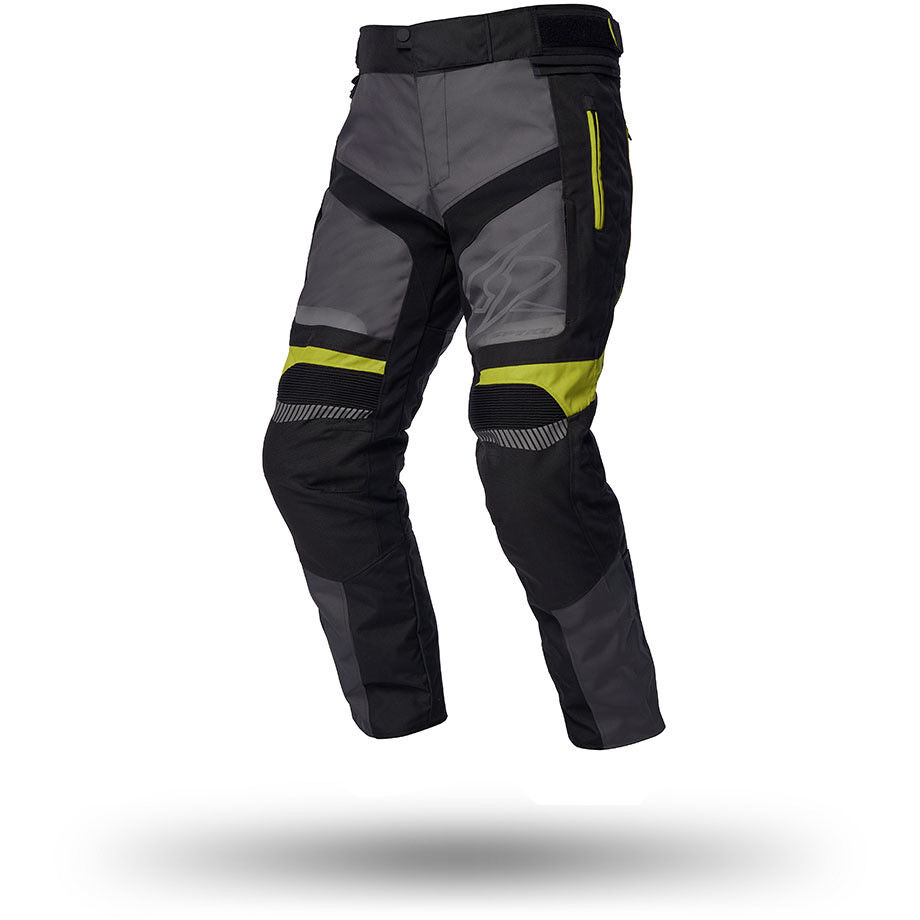 Spyke Pantaloni moto in tessuto spyke meridian dry tecno pants nero giallo fluo
