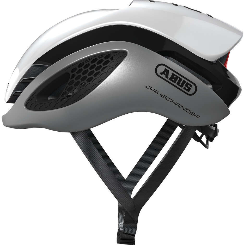 Casco Bici Abus Game Changer Professionistico Bianco Argento taglia L