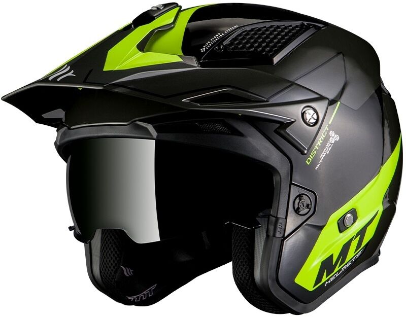 MT Helmets Casco moto trial mt helmets district summit h3 giallo fluo lucido MT Helmets Casco moto trial mt helmets district summit h3 giallo fluo lucido