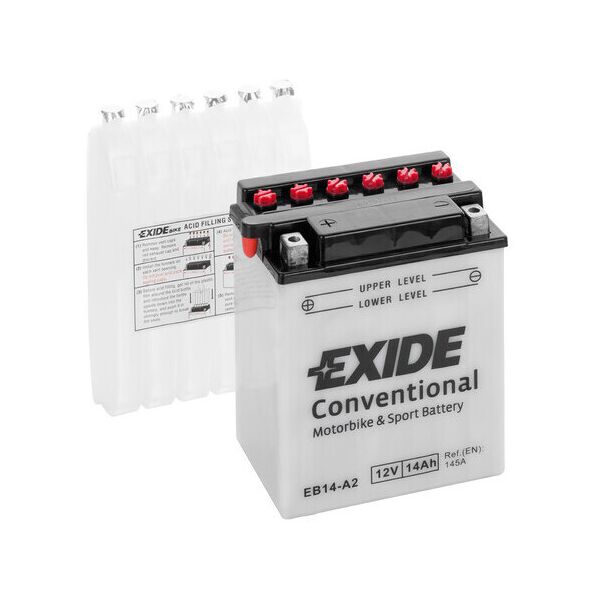 lampa batteria moto 12v - exide bike conventional - 14 ah-145a taglia unica