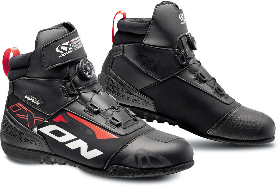 Scarpe Moto Sportive Ixon RANKER WP Nero Bianco Rosso taglia 39