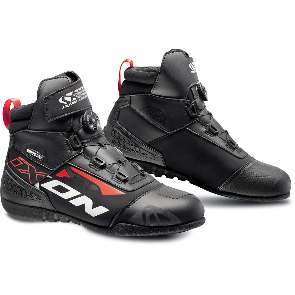 Scarpe Moto Sportive Ixon RANKER WP Nero Bianco Rosso taglia 40