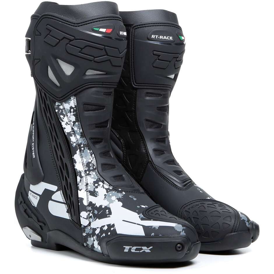 Stivali Moto Racing Tcx 7669 RT-RACE Nero Bianco Grigio taglia 45