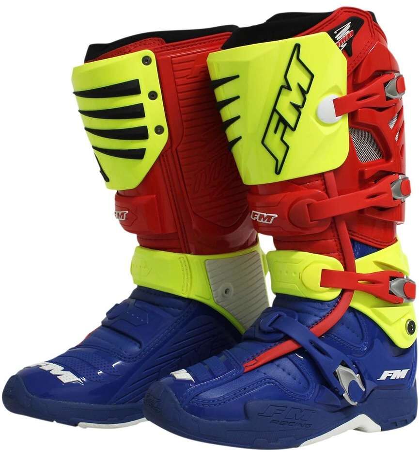 Stivali Noto Cross Enduro FM Racing TYPHOON 3 Rosso Blu Gial taglia 44