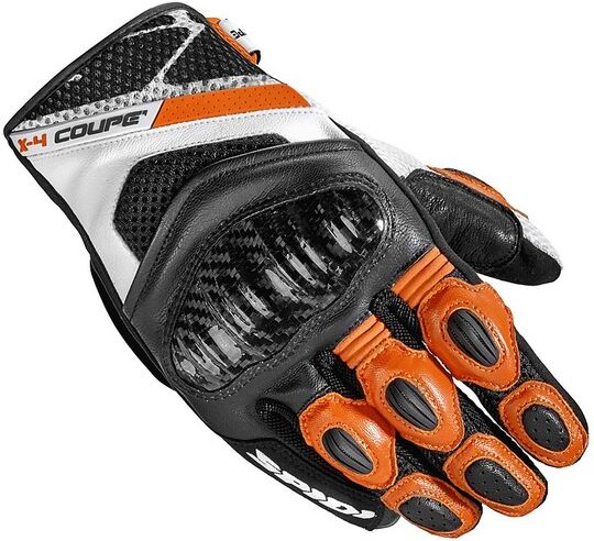Spidi Guanti corti moto in pelle racing spidi x-4 coupe' nero arancio Spidi Guanti corti moto in pelle racing spidi x-4 coupe' nero arancio