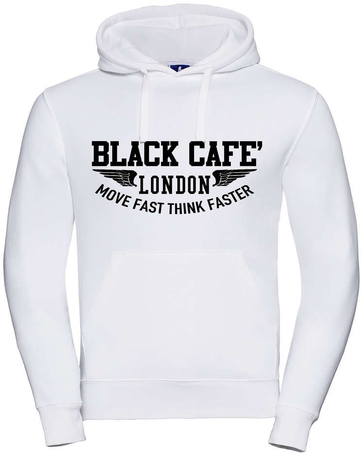 Felpa Black Cafè London 2.0 Con Cappuccio Stampata Bianco Ne taglia S