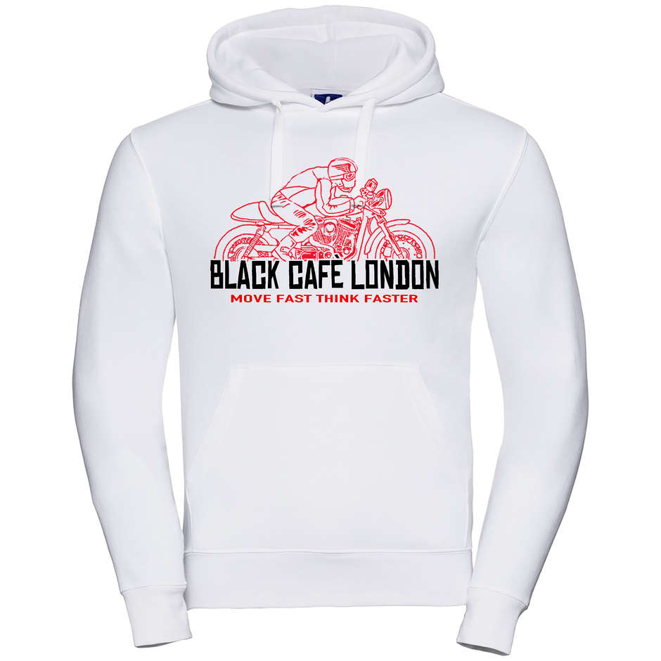 Felpa Black Cafè London 2.0 Con Cappuccio Stampata Bianco Ro taglia 2X