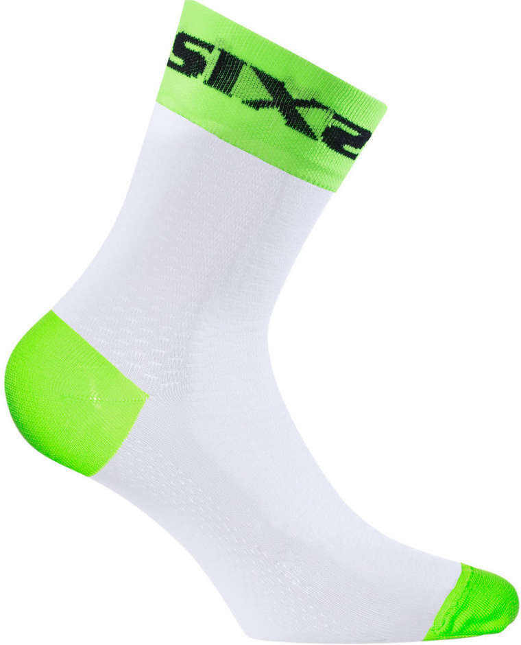 Calza Corta Sixs Sportiva Bianco Verde Fluo taglia 35-38