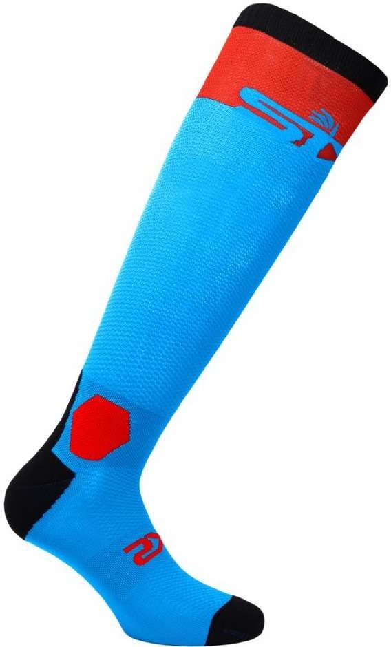 Sixs Calza lunga moto sixs rinforzata racing rosso celeste Sixs Calza lunga moto sixs rinforzata racing rosso celeste